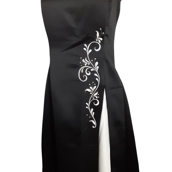 Vintage Scott McClintock 1980s Black Satin Ballgown Black Tie Evening Gown Sz 16 - Picture 4 of 14